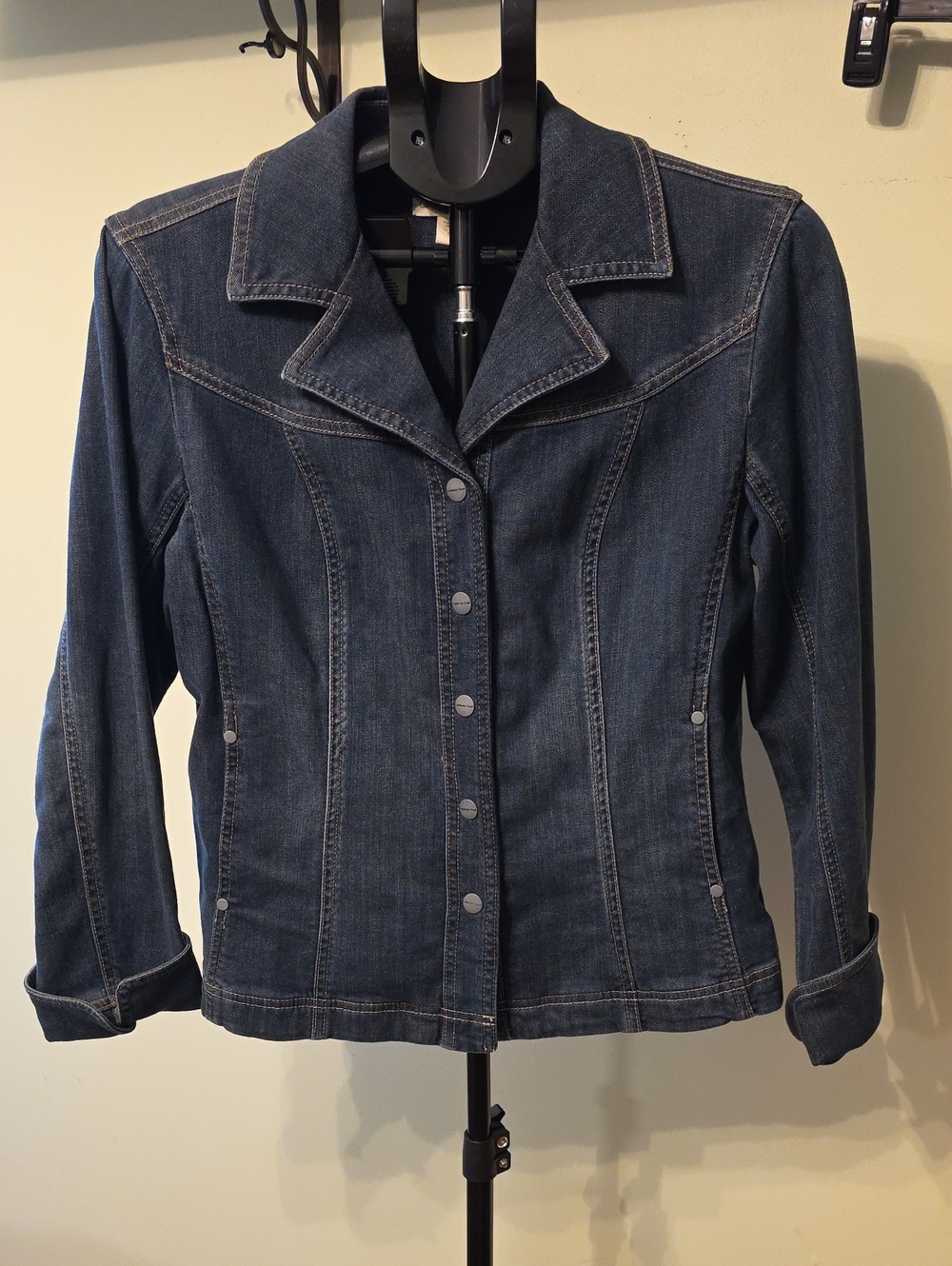 Women's Coldwater Creek Dark Blue Denim Jacket - Classic Button Front
